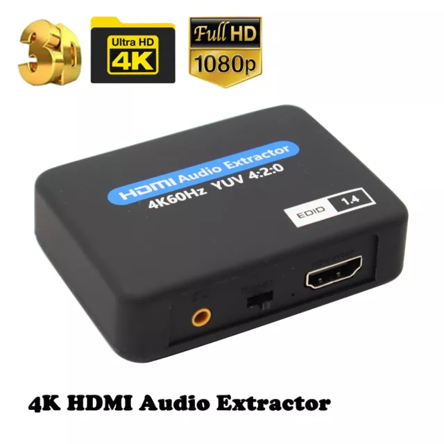 4K HDMI 2.0 Audio Extractor Splitter To Digital Toslink 3.5mm Jack R/L Converter