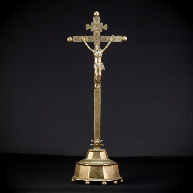 Crucifix Altar | Antique 1600s Renaissance Standing Cross | 17th C Jesus | 20.9" Crucifix Altar | Antique 1600s Renaissance Standing Cross | 17th C Jesus | 20.9"