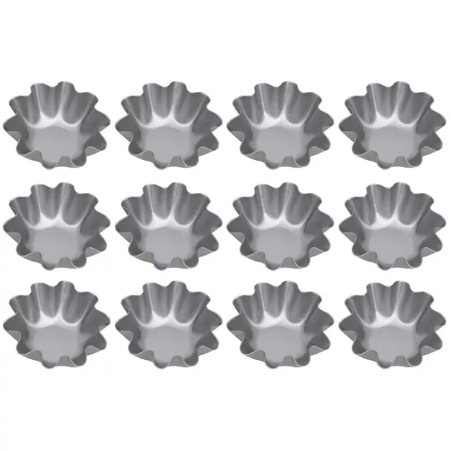 12 Pcs Mold Stainless Steel Muffin Pan Egg Tart Baking Tray Container Cup