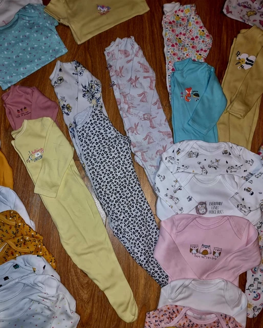 #43 Huge Bundle Of Baby Girls Sleepsuits Vests Bodysuits Pjs Age 6-9 Months 5