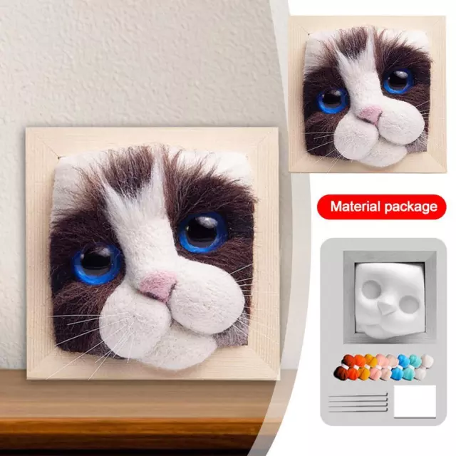 Needle Felting Kit Photo Frame Wool Felting Supplies head Cat DIY✨✨ F6Y7