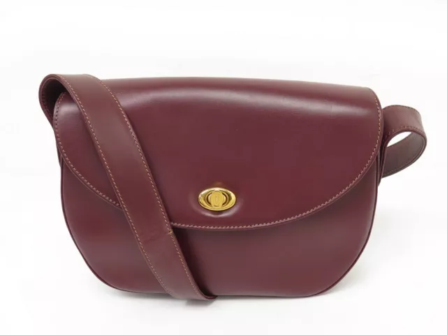 Vintage Sac A Main Must De Cartier Besace En Cuir Bordeaux Hand Bag Purse 2000€