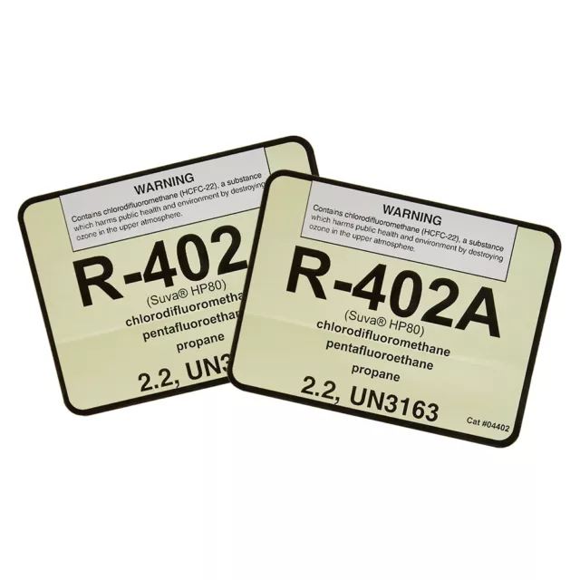 R-402A / R402A ( Suva HP80 ) UN3163 Refrigerant Label # 04402 , Pack of (2)