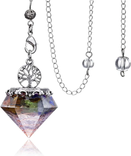 7 Chakra Healing Crystal Dowsing Pendulum Reiki Tree of Life 6 Faceted Orgonite