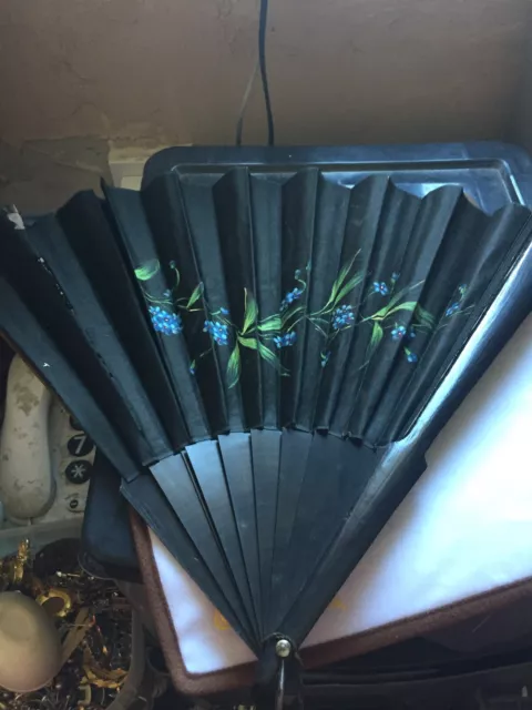 Large Victorian Hand Painted Fan - Some Damage