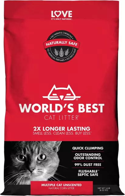 Cama para gatos Worlds Best 14 lb 6,36 kg varios gatos sin perfume