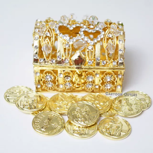 ARRAS DE BODA Gold WEDDING CEREMONY UNITY 13 COIN SET Box BRIDAL Hearts Chest