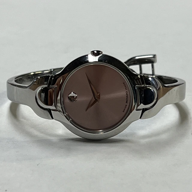 Quadrante donna Movado acciaio inox rosa 84 A1 1840 usato batteria nuova 3
