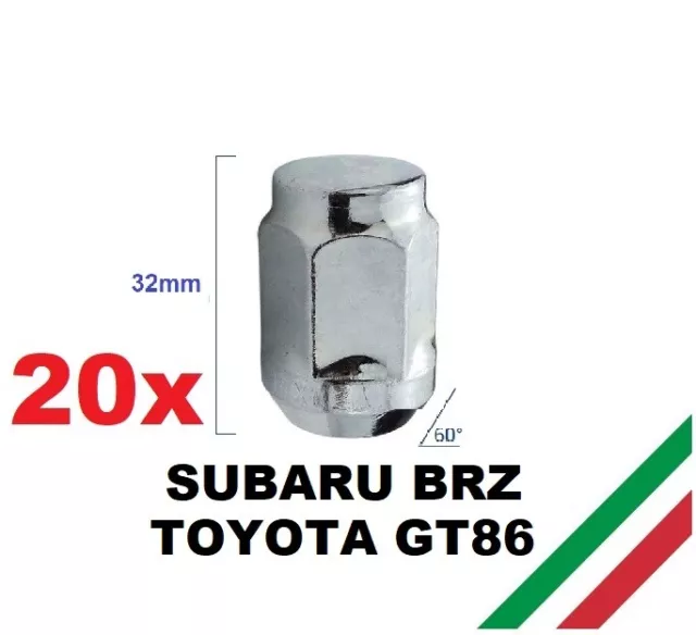 kit 20 M12X1,25 DADI BULLONI RUOTA CERCHI LEGA FERRO TOYOTA GT86 SUBARU BRZ