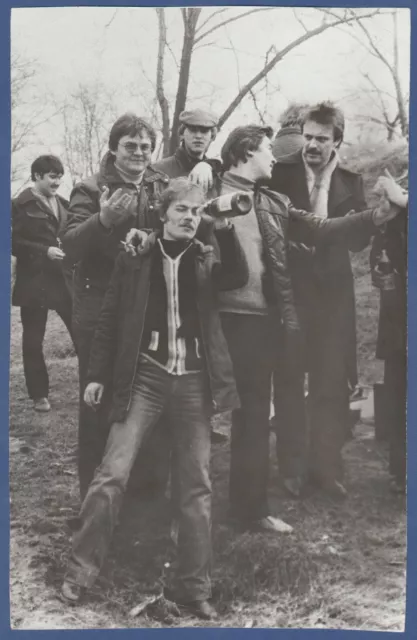 Handsome Young Guys Smoking Cigarettes and Cuddling Soviet Vintage Photo USSR