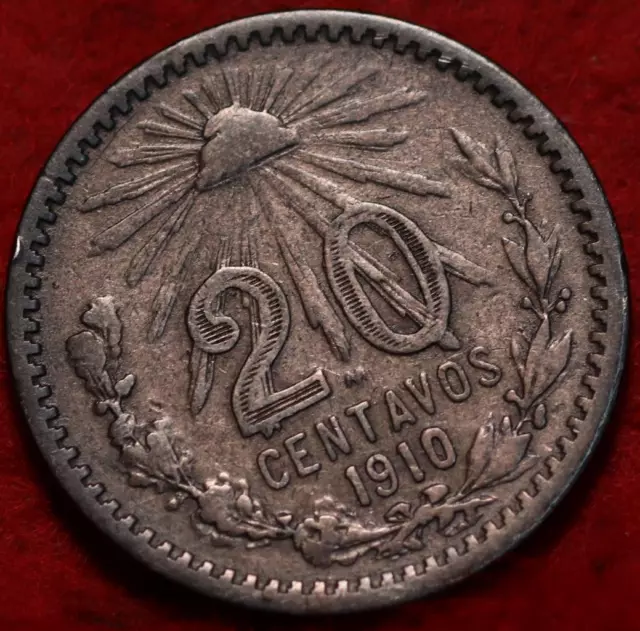 1910 Mexico 20 Centavos Silver Foreign Coin