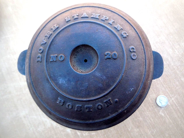 Early cast iron pot w/cover "DOVER STAMPING CO NO 20 BOSTON" circa 1860's-1870's