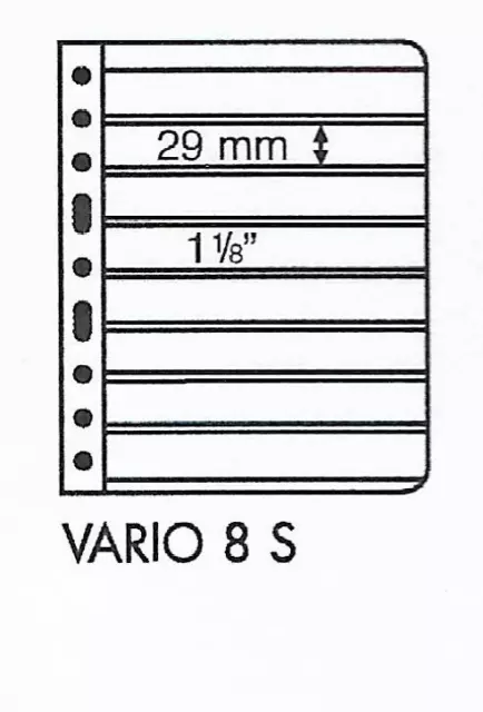 LIGHTHOUSE VARIO 8 STRIP STAMP ALBUM STOCK SHEETS 8S BLACK Pack of 5 Strips 29mm