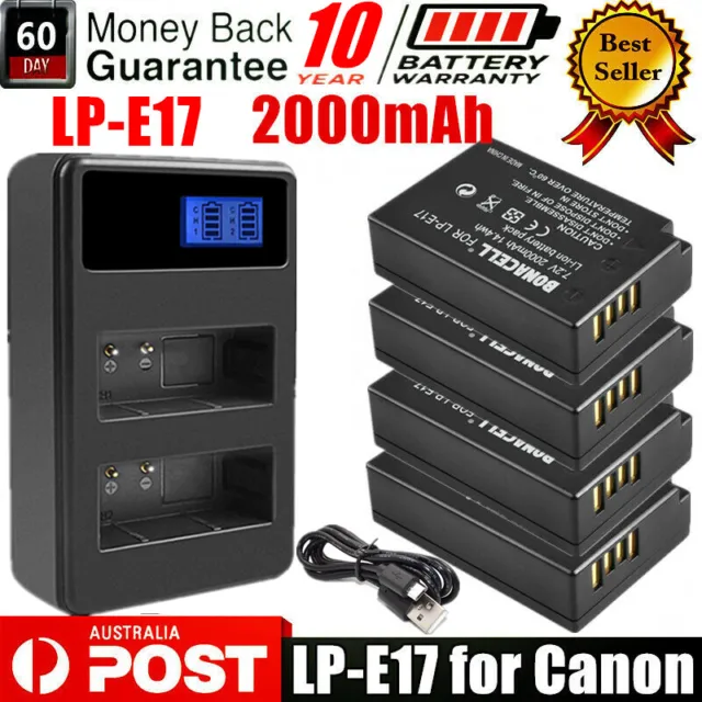 LP-E17 Battery & USB Charger for Canon EOS M3 M5 M6 77D 750D 760D 800D Cameras