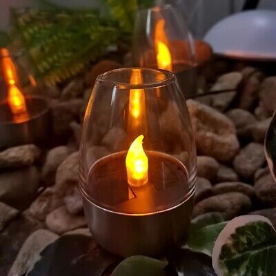 Solar Light Outdoor Garden LED Stainless Steel Candle Light Lawn Deck Night