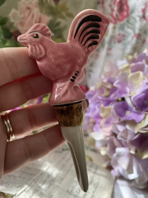 Vintage Cockerel Bird Drink Pourer Bottle Stopper Barware Drinks Bar 2