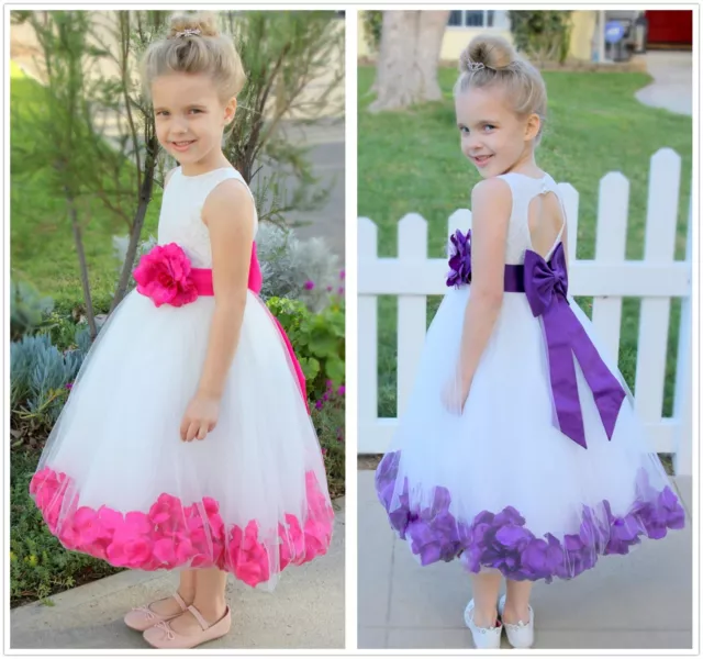 Rose Petals Lace Heart Cutout Flower Girl Dress Formal Dresses Toddler dresses