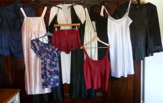 Lotto Di 13 Camicie Da Notte Pigiami Vintage + Moderna Lingerie Taglia 14-16