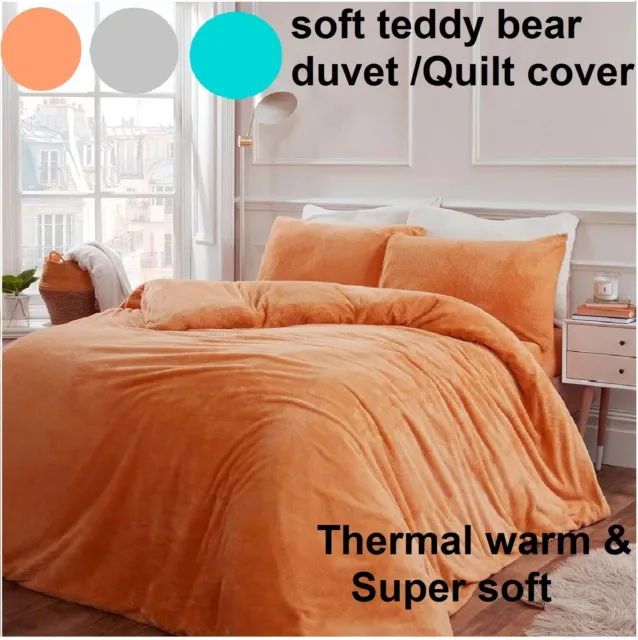 Super Warm Teddy Bear Fleece Thermal Quilt Doona Duvet Cover Fitted Flat Sheet