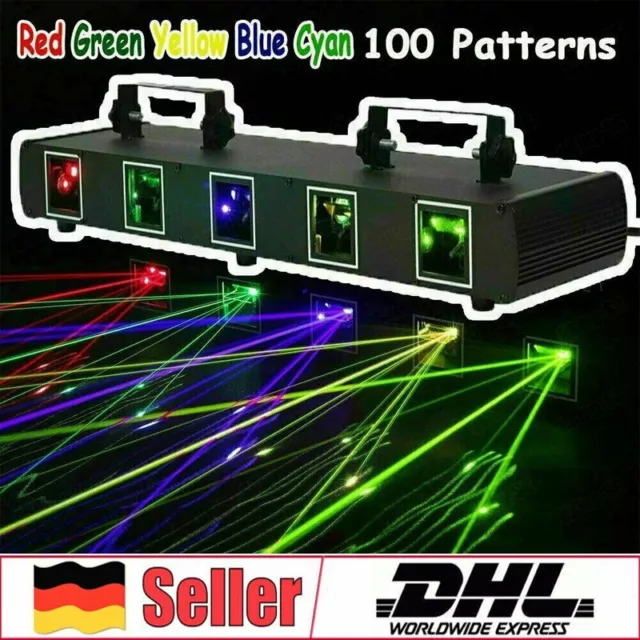 5 Augen Laser LED Projektor RGB DMX Strobe Beam DJ Disco KTV Party Bühnentlicht