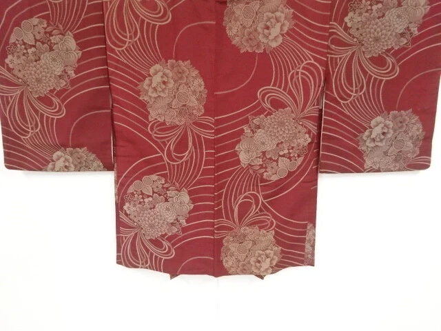 11181# Japanese Kimono / Antique Haori / Woven Floral Kusudama