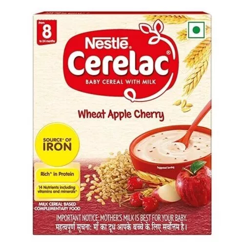 Nestle CERELAC Baby Cereal with Milk, Wheat Apple Cherry – From 8 Months, 300g