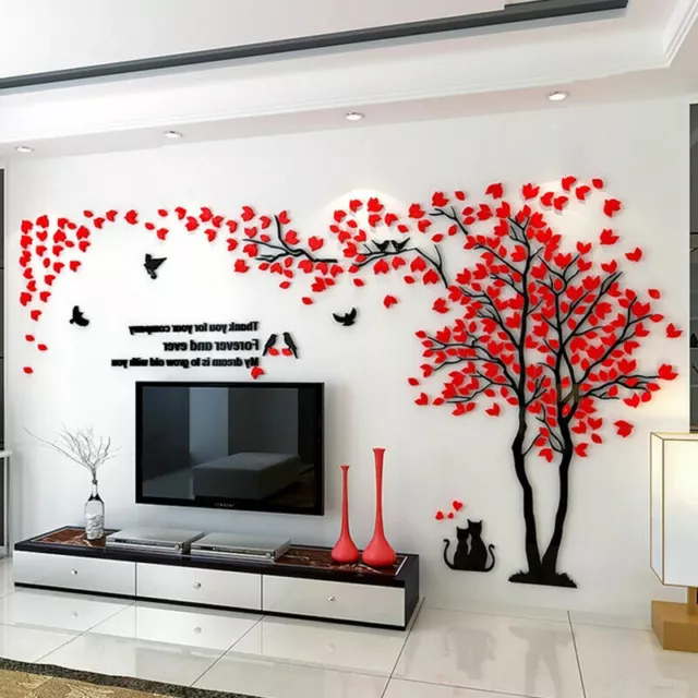 3D arbre à fleurs maison pièce art décoration à faire soi-même autocollant mural amovible vinyle peinture murale 2