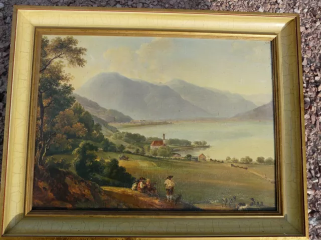 Paesaggio con lago di Georg Dillis ( Monaco 1759 - 1841) Olio su tela - Copia