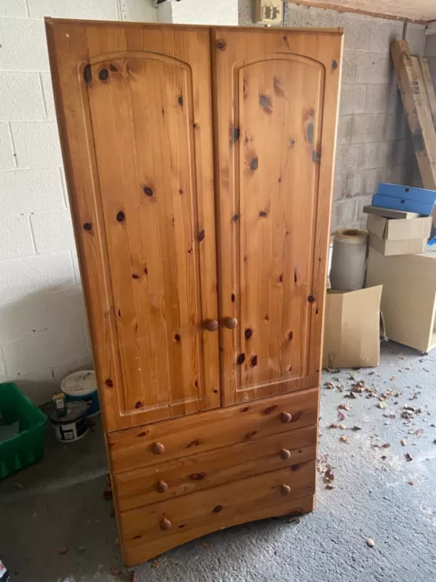 Pine wardrobe with drawers