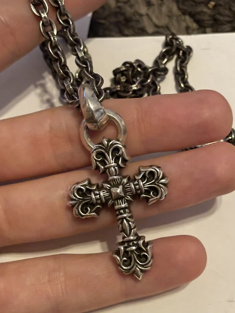 CHROME HEARTS FILIGREE Cross Pendant And Paper Chain Necklace (20