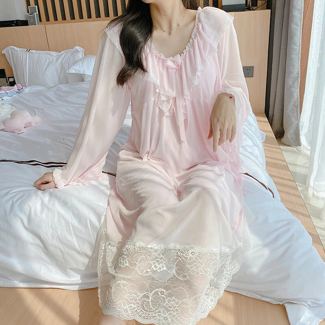 Chemise De Nuit Femme Lolita – Style Souple Évasé Manches 3/4 – Taille Unique – NEUF