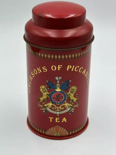 Vintage Jacksons Of Piccadilly Tea Tin Red Small 11 cm 1970's