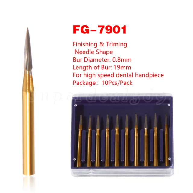 1-10 Dental Tungsten Carbide Burs Trimming &Finishing &Polishing Flame FG7901 MX