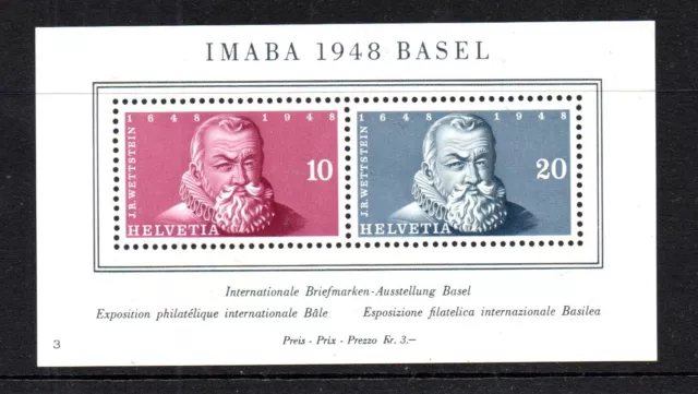 Switzerland 1948 old sheet stamp exhibition IMABA stamps (Michel Block 13) MLH