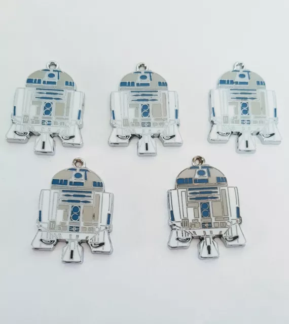 New 5 X star wars R2D2 charms enamel pendant necklace bracelet keyring  keyrings