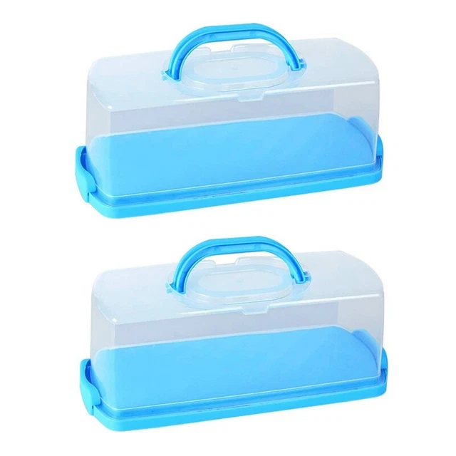 2 x scatola pane portatile con pagnotta torta tritapla plastica rettangolare LV3M5