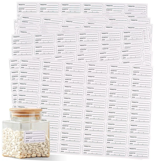 Etichette Per Dispensa Autoadesive – 200 Pezzi Impermeabili Per Barattoli Marmellata, Spezie | Design Frutta, 45x67 Mm