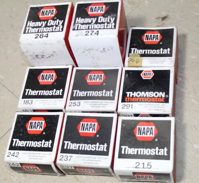 Lot of 9 NOS Napa Regular and Heavy-Duty Thermostats (8) -A