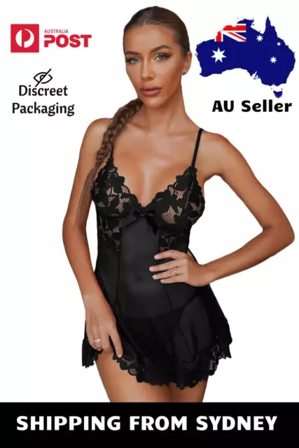 Women Sexy Lace Lingerie Babydoll Underwear Dress G-String Nightdress Sleepwear