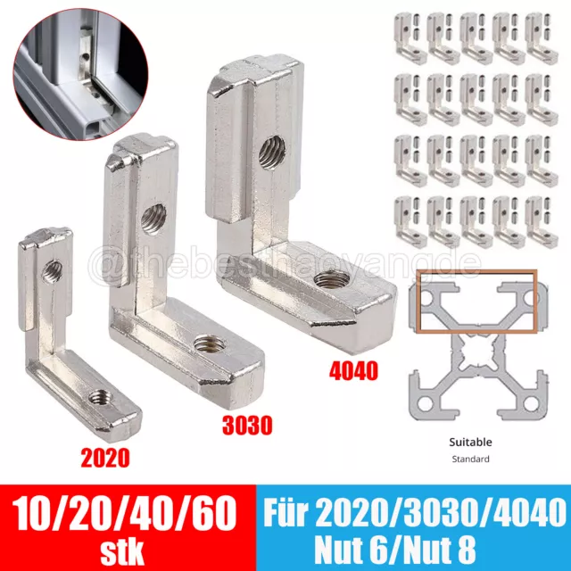 10-60stk Innenwinkel Außenwinkel Aluprofil Verbinder für 2020 3030 4040 Nut 6 8