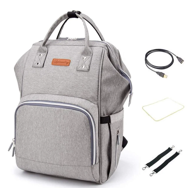Diaper Bag Backpack Multi-Function Waterproof Travel Nappy Bags (Grey)