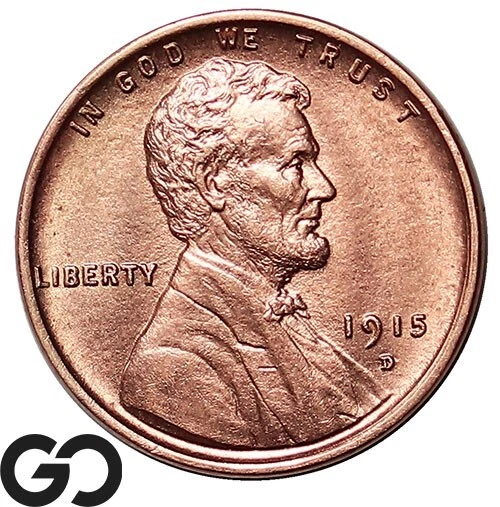 1915-D Lincoln Cent Wheat Penny, Red, Gem BU++ RD Better Date ** Free Shipping!