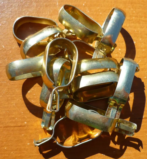 Lot of 13 Vintage Brass 5/8" Oval Oblong Clip-On Cafe Curtain Drapery Rings