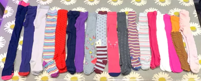 Huge Bundle of Girls Tights Joules/Next (18 Pairs) - Mixed Sizes 2-7 Years