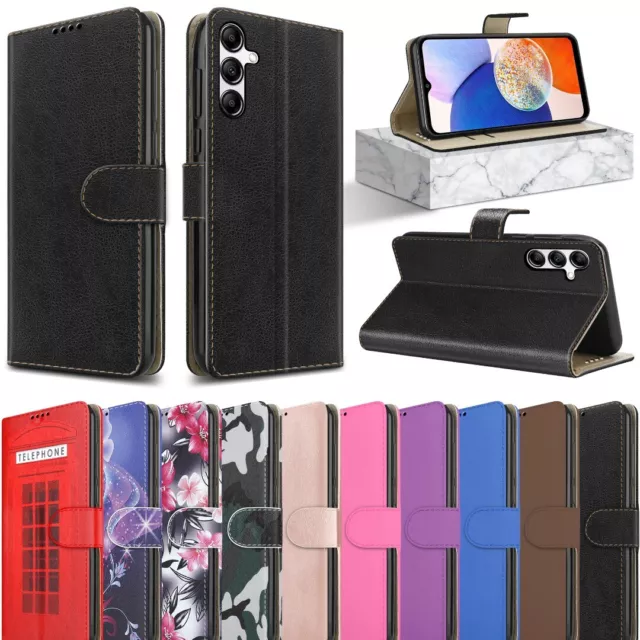 For Samsung Galaxy A14 Case, Leather Wallet Flip Shockproof Stand Phone Cover