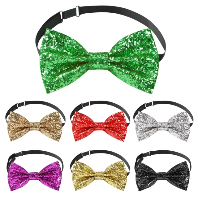 Mens Costume Carnival Bow Tie Sparkling Clubwear Holiday Show Glitter Accessory