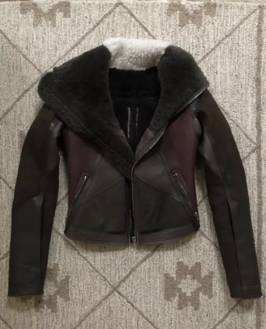 Rick Owens Brown Shearling Jacket Mastodon FW 16 IT 38 US 4