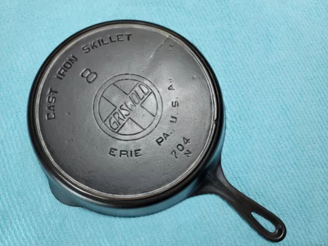 ~Fully Restored~ Griswold Skillet Erie Pa USA #8 Slant Logo Heat Ring Antique!!