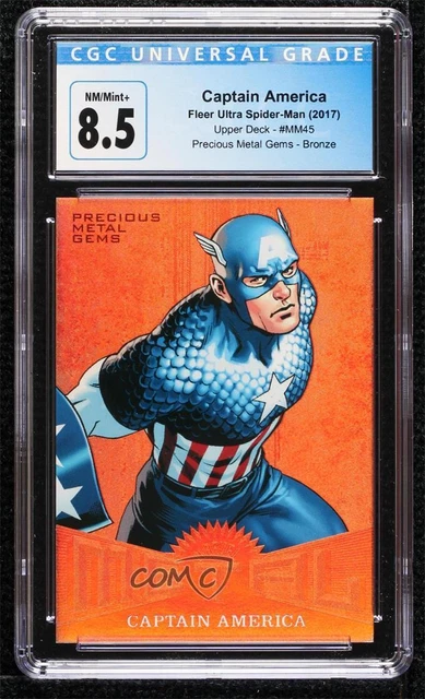 2017 Fleer Ultra Marvel Spider-Man Metal PMG Bronze Captain America CGC 8.5 5x5