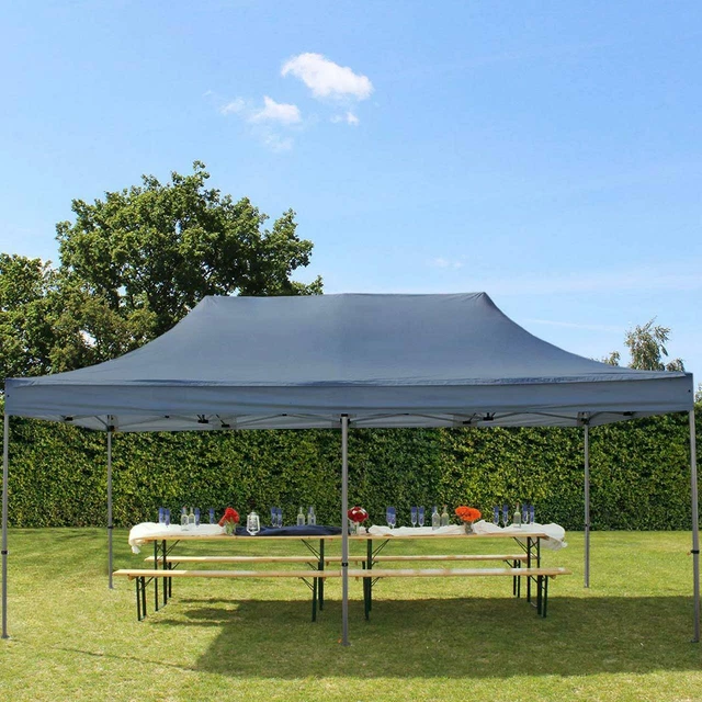 3x6m Faltpavillon Faltzelt Garten Zelt Pavillon PROFESSIONAL Stahl grau